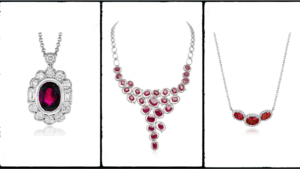 Three ruby necklaces of different styles 